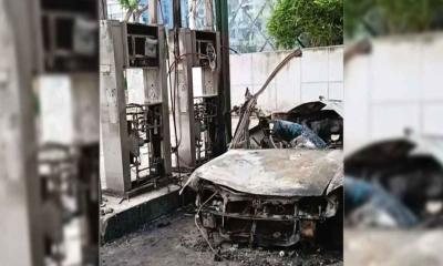 কুড়িলে সিএনজি পাম্পে গাড়ির গ্যাস সিলিন্ডারে বিস্ফোরণ
